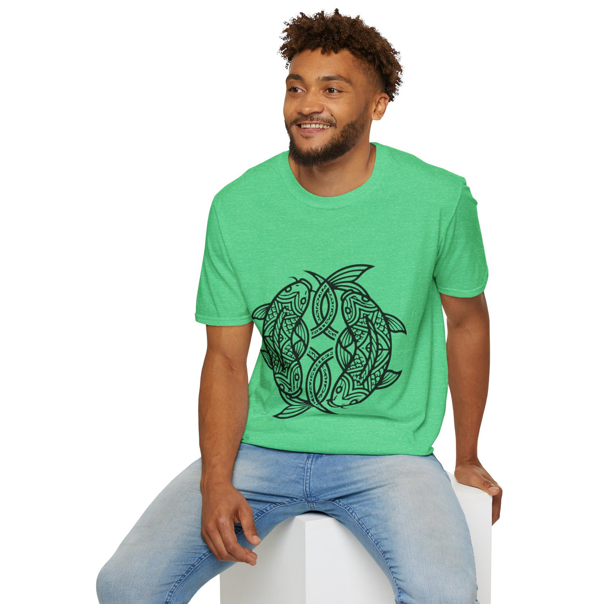 Pisces Zodiac Koi Fish Mandala T-Shirt — Intricate Zen koi Circle Design