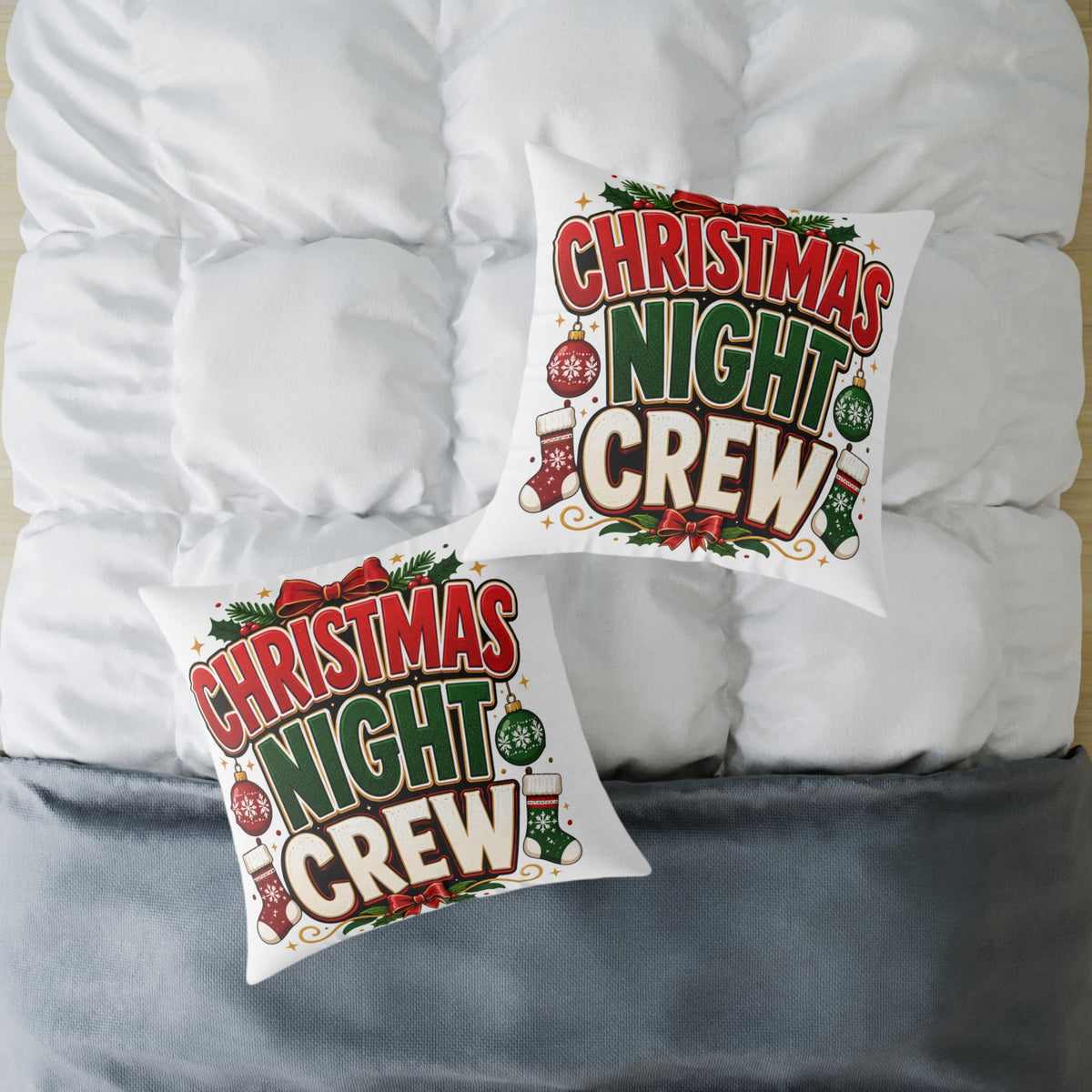 Christmas Night Crew Pillow — Festive Holiday Decorative Throw Pillow