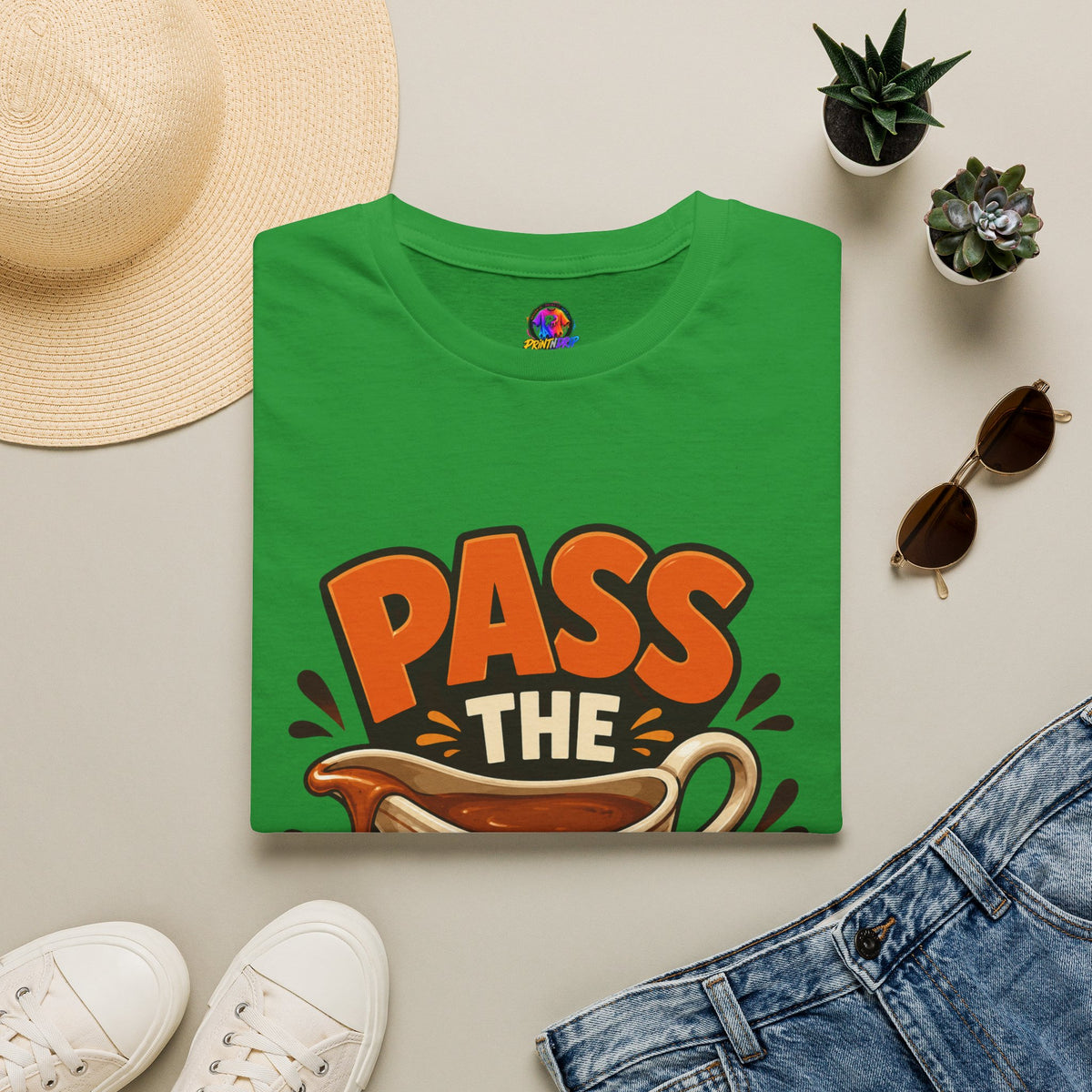 Thanksgiving T-Shirt Pass the Gravy T-Shirt — Funny Thanksgiving Turkey Dinner Tee