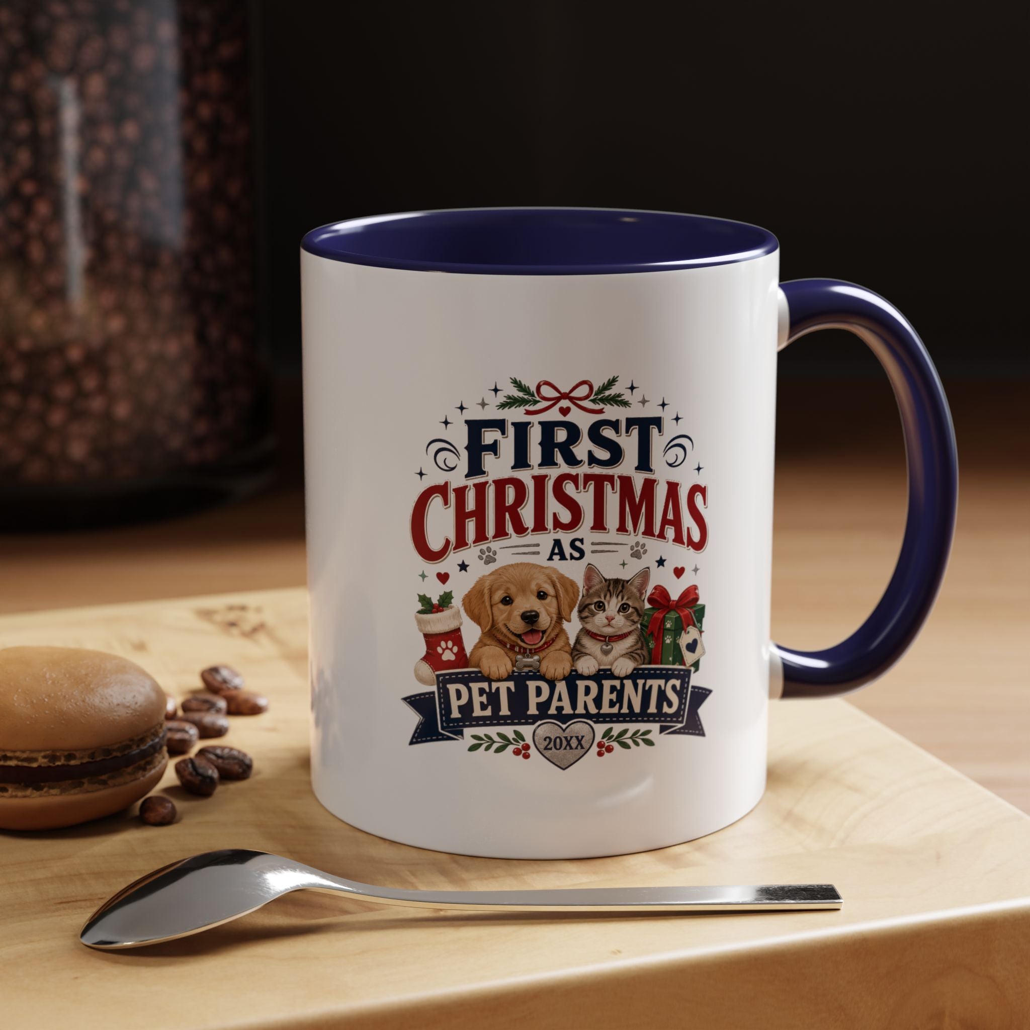 Christmas First Christmas as Pet Parents Coffee Mug — Cute Dog & Cat Holiday Gift