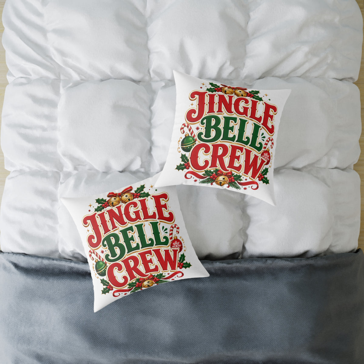 Christmas Jingle Bell Crew Holiday Pillow — Festive Christmas Decorative Throw Pillow
