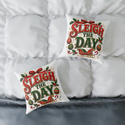 Christmas Pillow — "Sleigh the Day" Holiday Decorative Throw Pillow