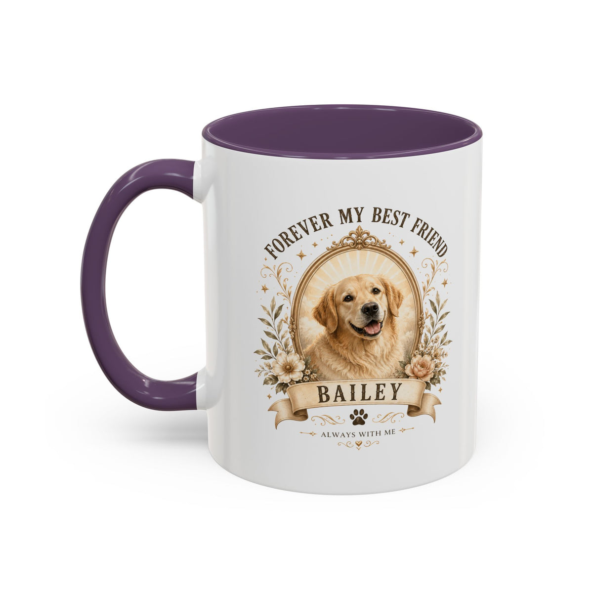 Milo Bailey Dog Dad Mom Personalized Dog Coffee Mug – "Forever My Best Friend" Golden Retriever Memorial Accent Mug
