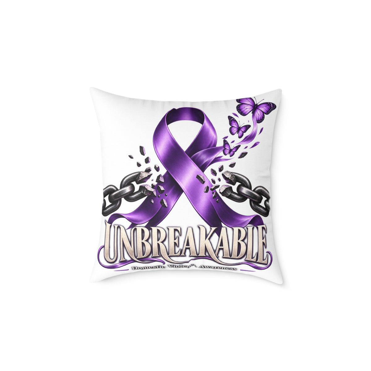 Domestic Violence Unbreakable Purple Ribbon Throw Pillow