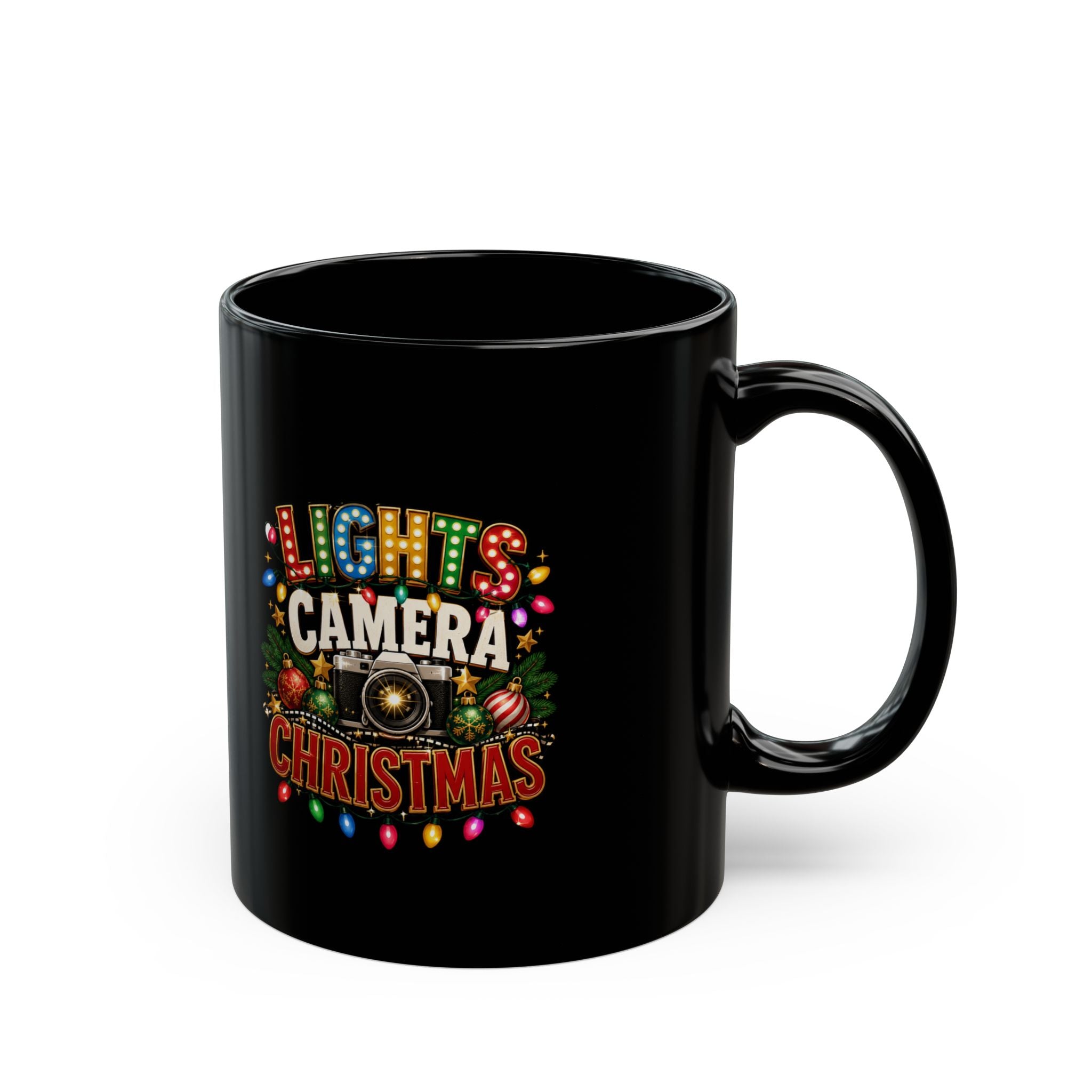 Christmas Lights Camera Mug — Retro Holiday Movie Coffee Cup