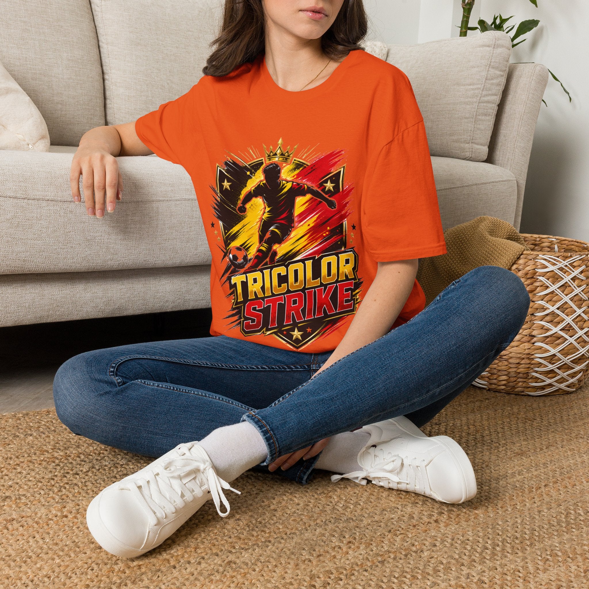 Belgium Soccer T-Shirt — 'Tricolor Strike' Graphic Jersey Tee