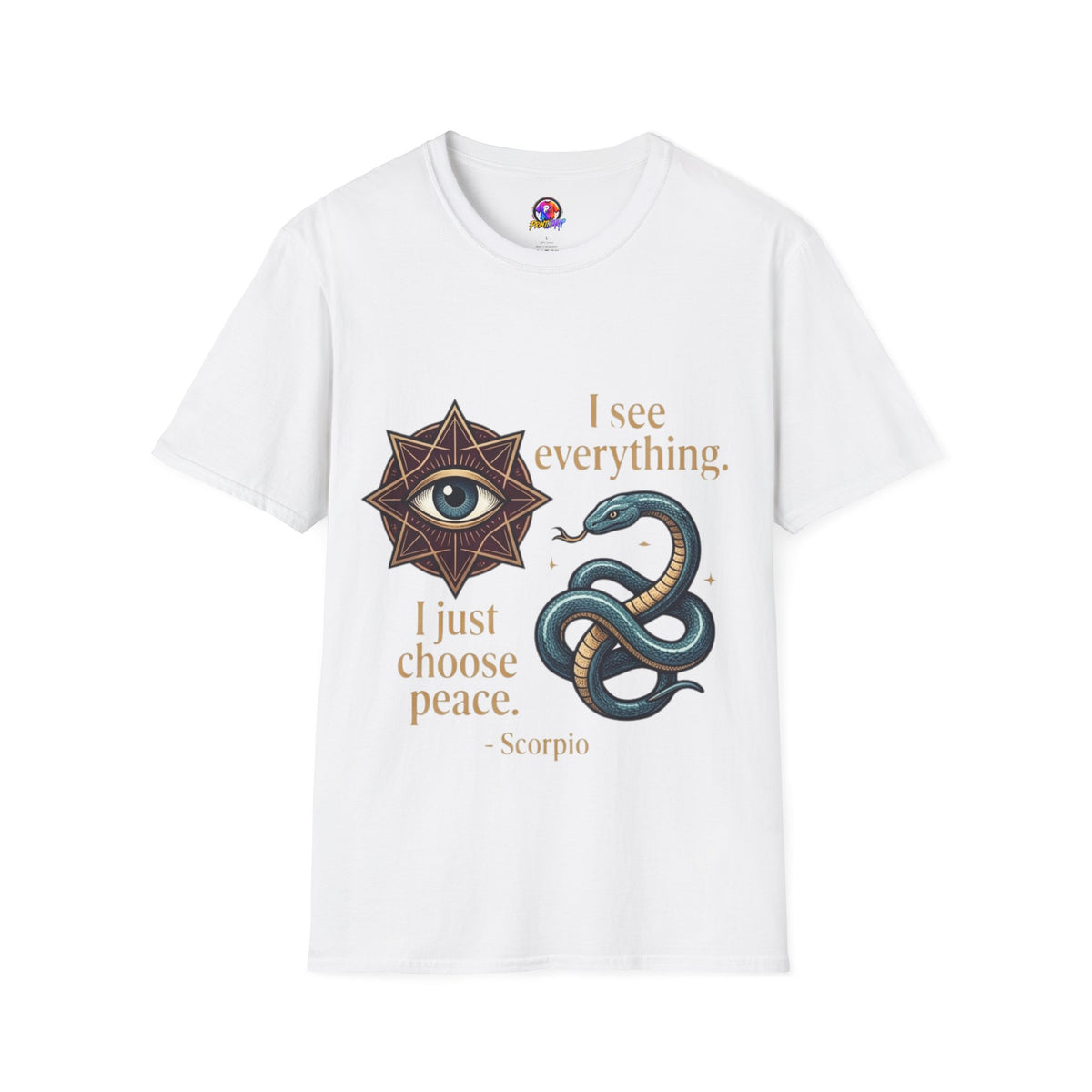 Scorpio “I See Everything” Zodiac T‑Shirt — Astrological Snake & All‑Seeing Eye Design