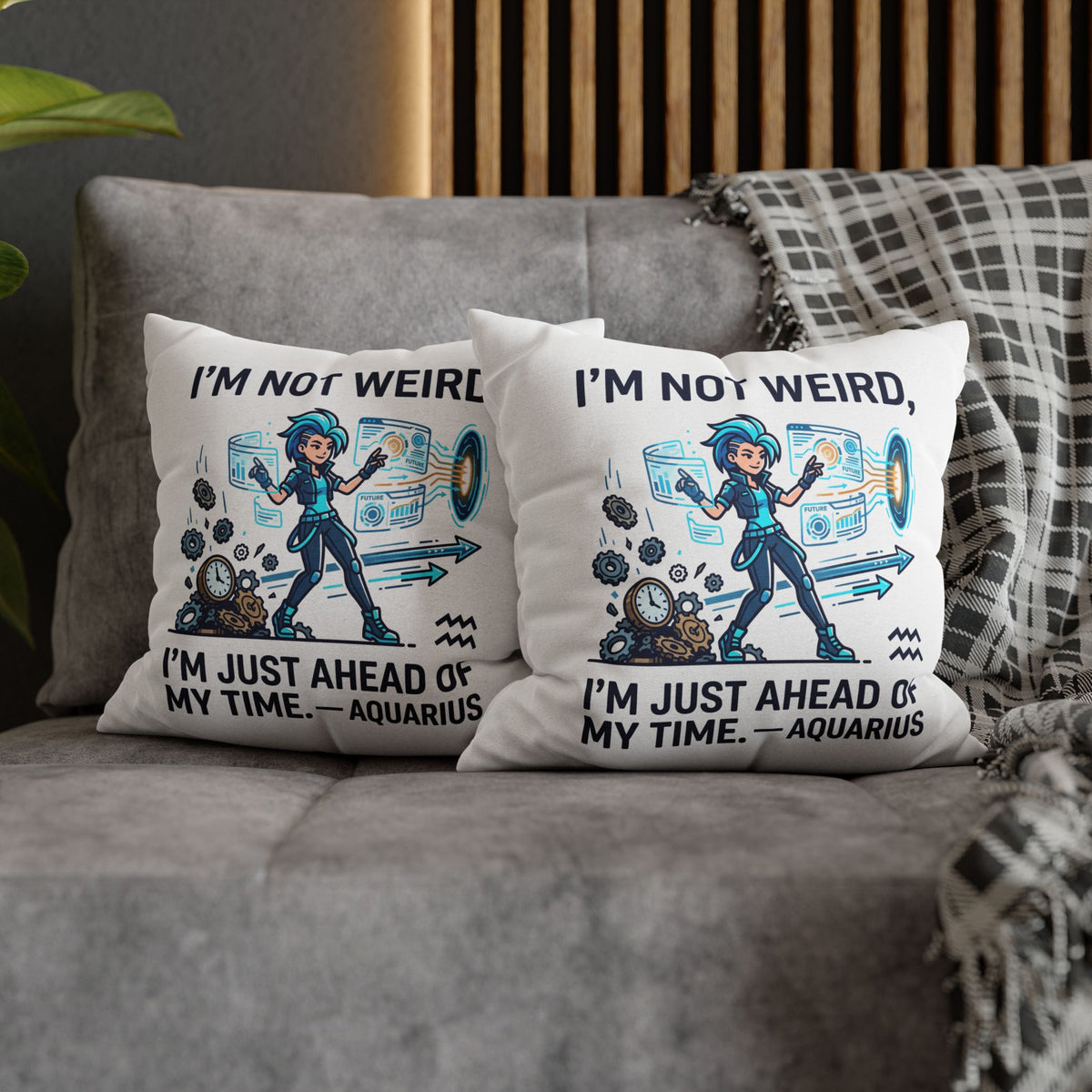 Aquarius Zodiac Spun Polyester Square Pillowcase