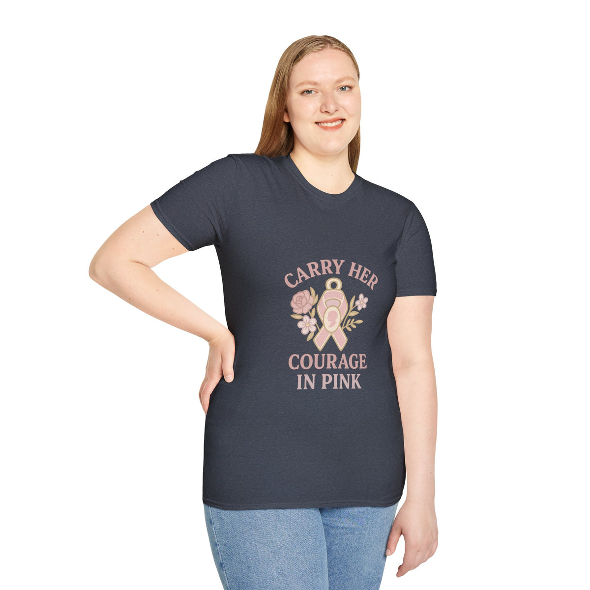 T-Shirt — "Carry Her Courage in Pink" Floral Breast Cancer Awareness Tee - Trending Now - October 2026