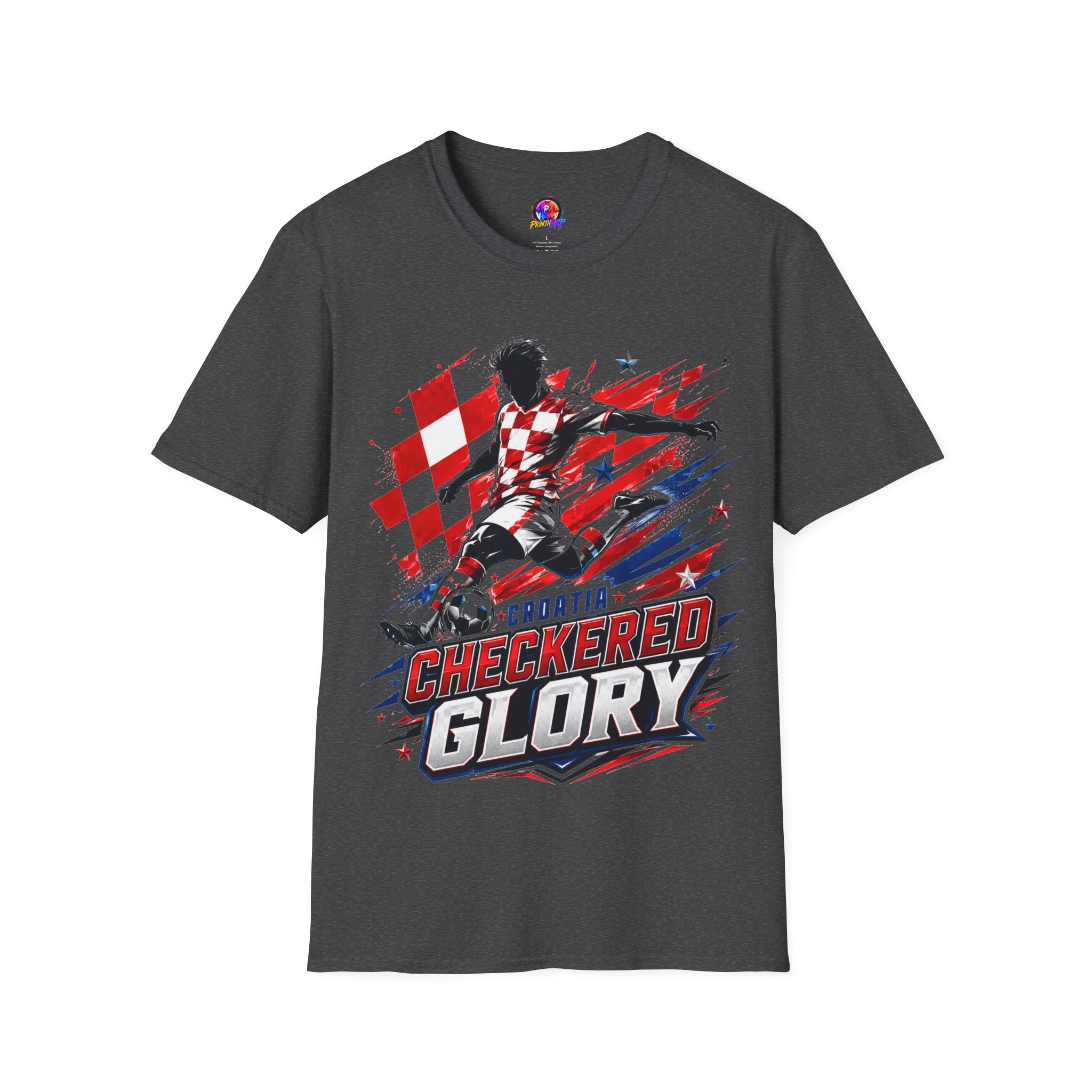 Checkered Glory T-Shirt — Croatia Soccer Fan Tee
