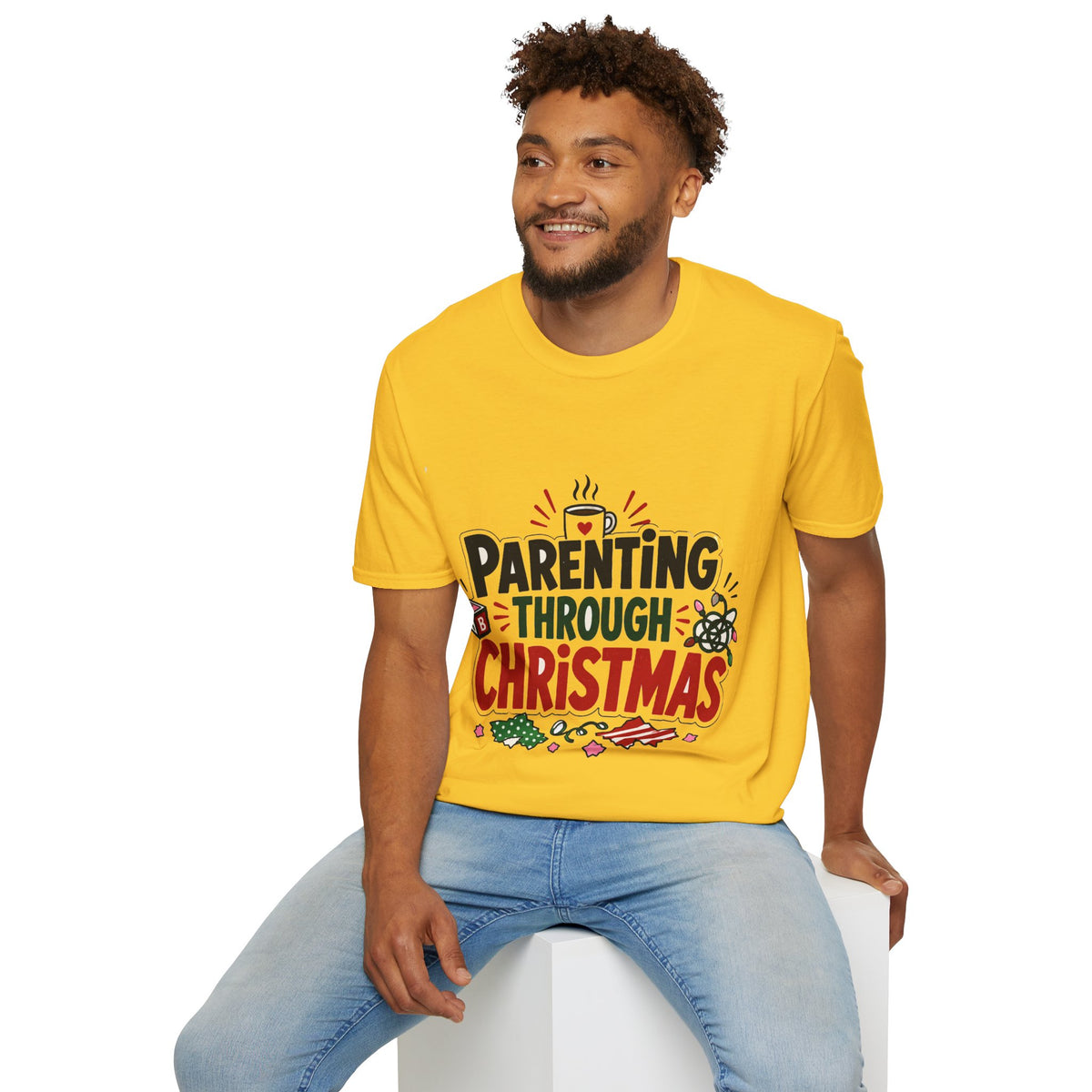 Parenting Through Christmas T-Shirt — Funny Holiday Mom Dad Tee