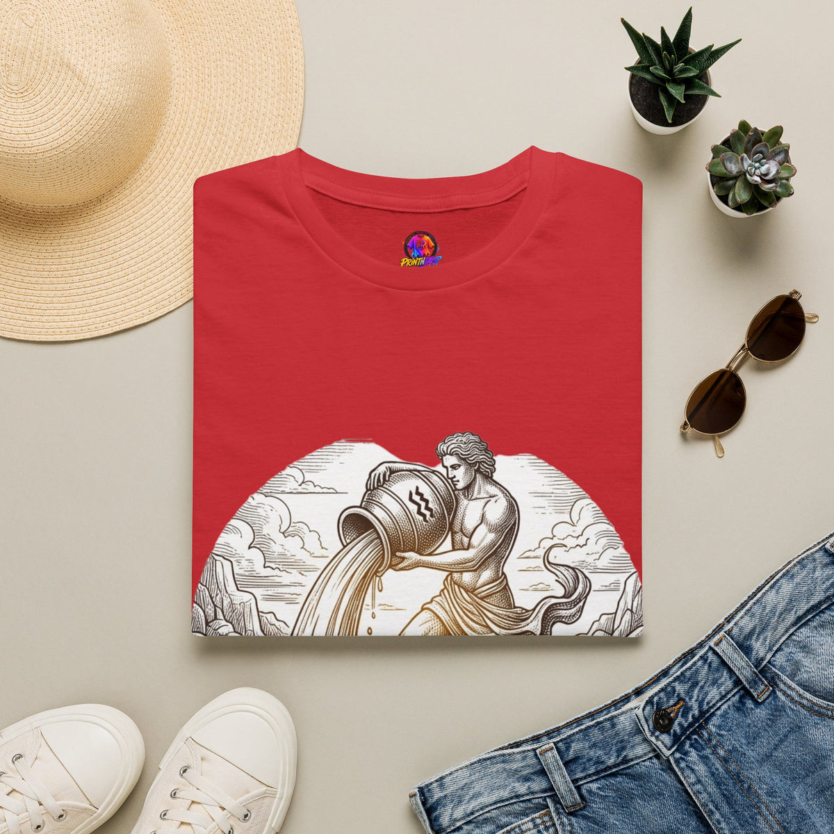 Aquarius Zodiac T-Shirt — Vintage Water Bearer Astrology Tee