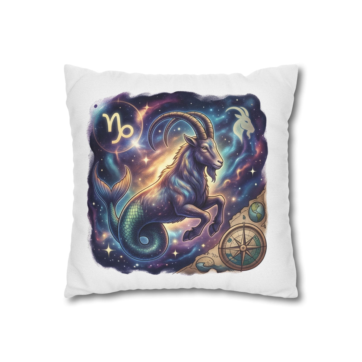 Capricorn Zodiac Throw Pillowcase — Mystical Goat Constellation Home Decor