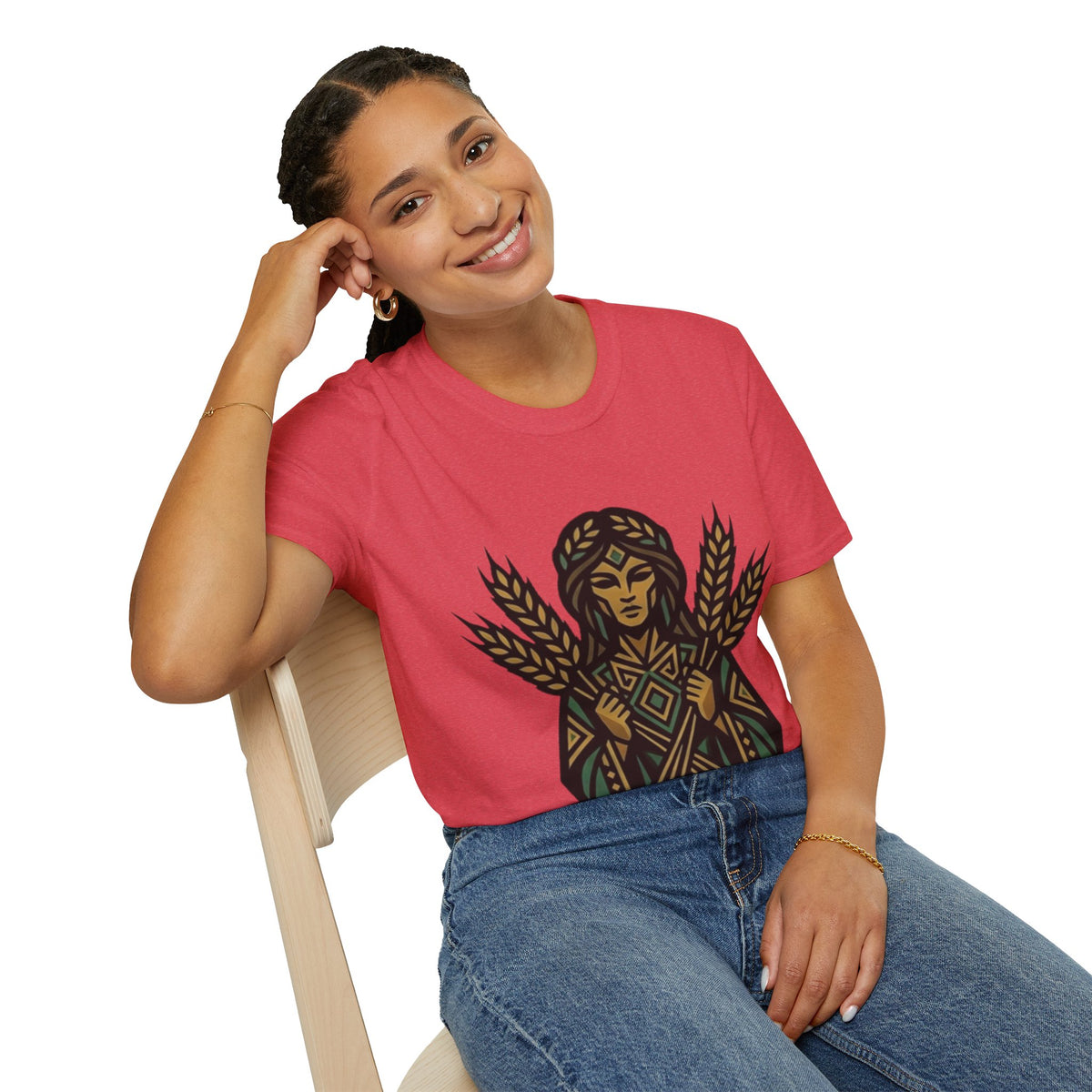 Harvest Goddess T-Shirt — Wheat Spirit Floral Pagan Shirt