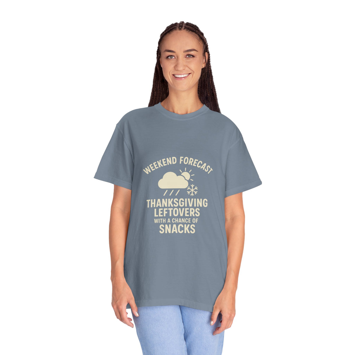 Thanksgiving Leftovers T-Shirt — “Weekend Forecast: Thanksgiving Leftovers with a Chance of Snacks” - Trending Now - October 2026