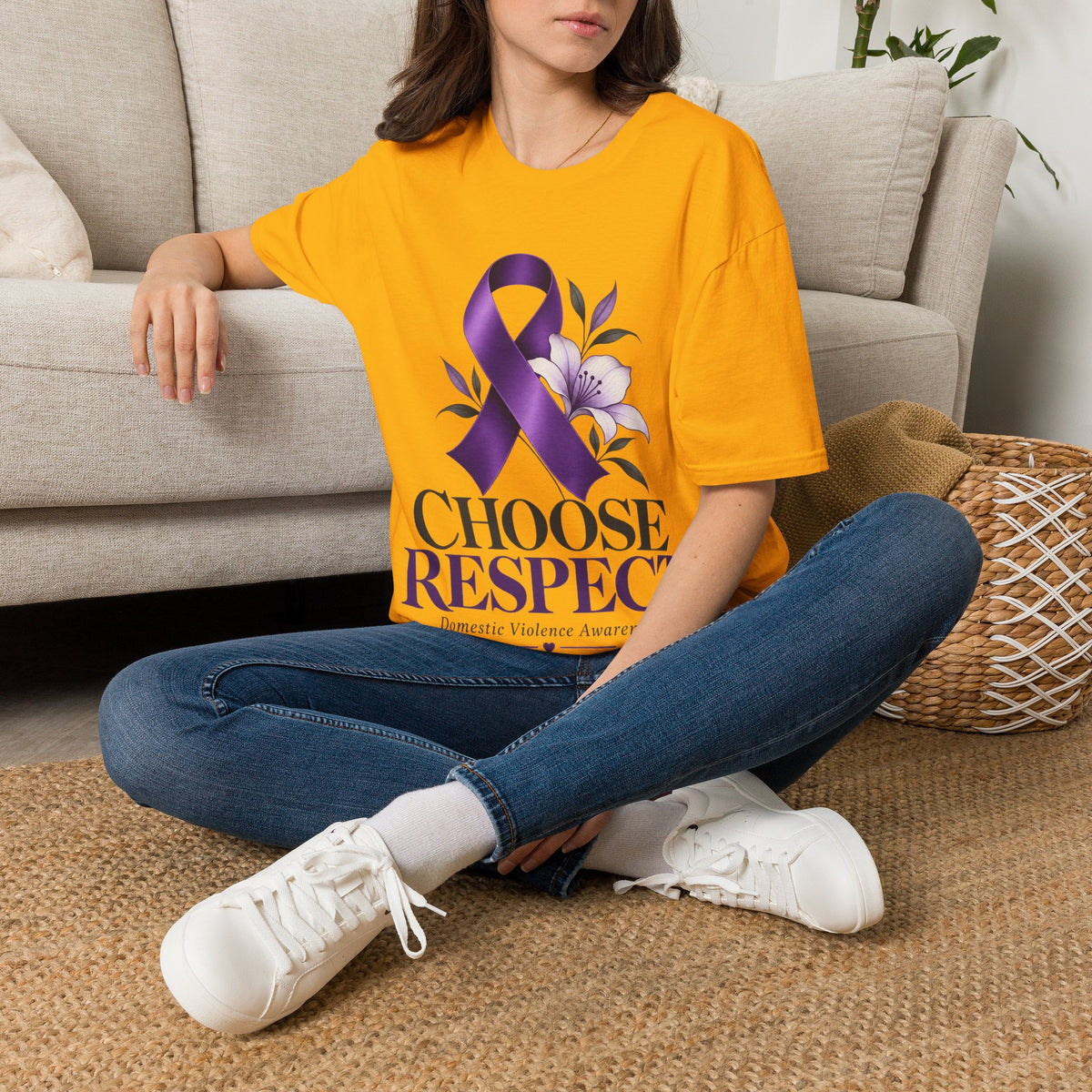 Choose Respect Purple Ribbon T‑Shirt — Domestic Violence Awareness Tee