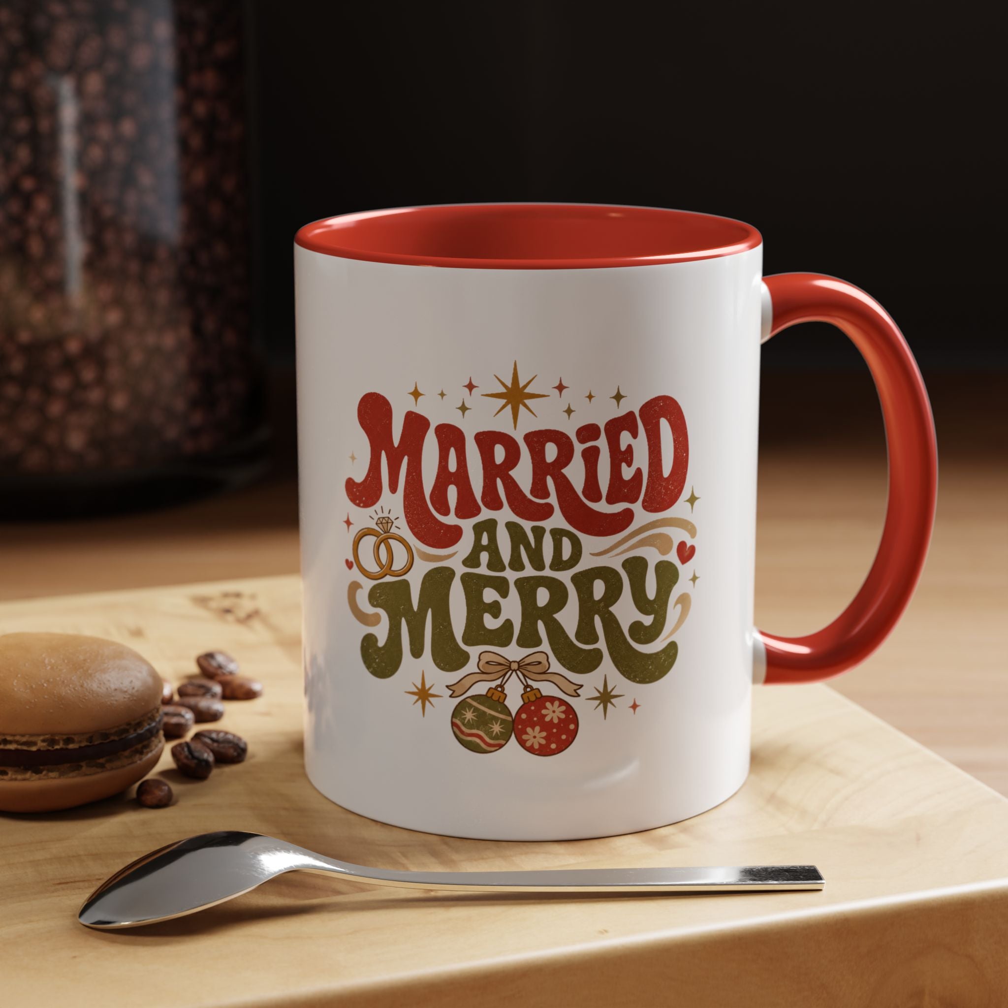 Christmas Married and Merry Christmas Coffee Mug — Holiday Accent Mug