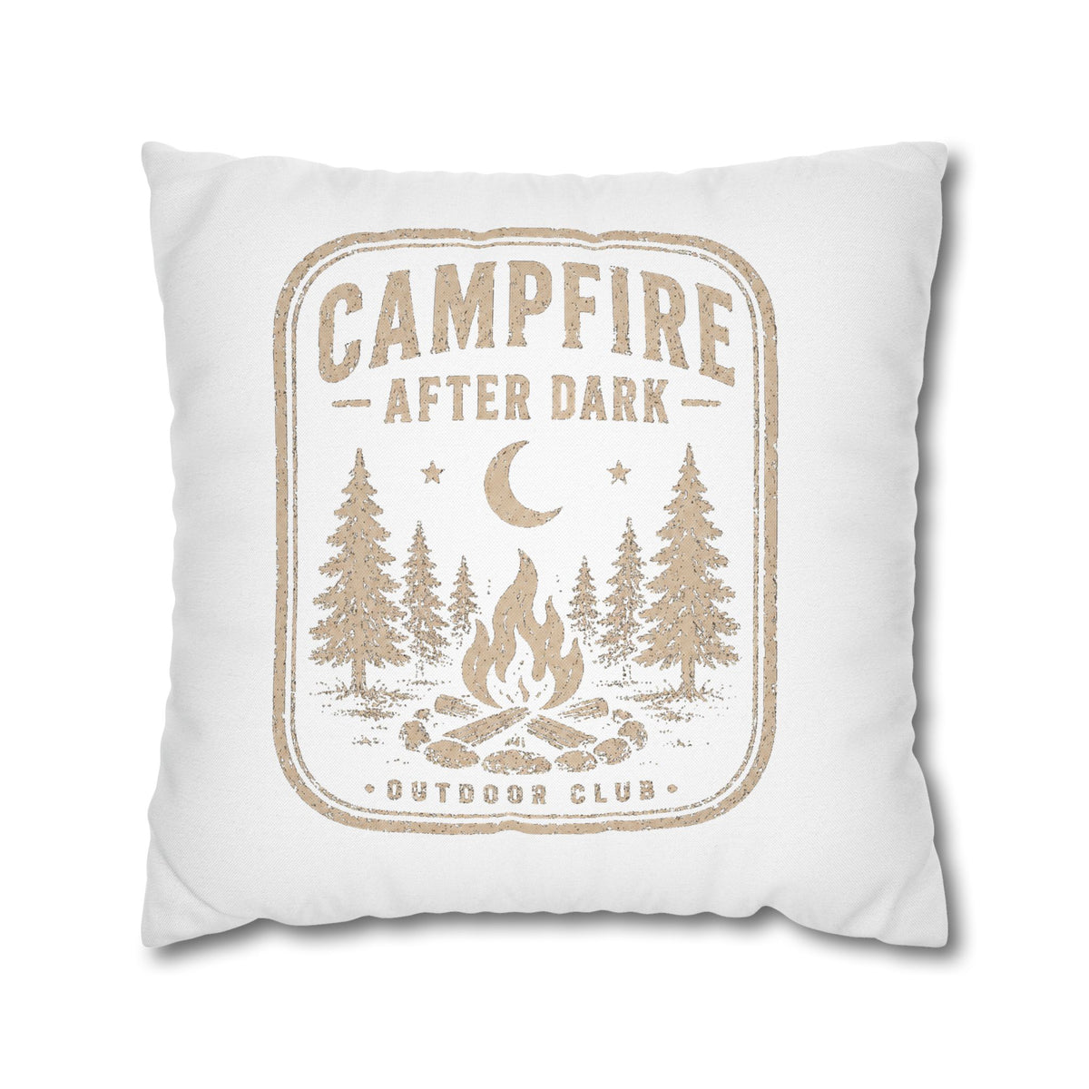 Campfire After Dark Square Pillowcase Milo Bailey Dog Dad Mom– Rustic Outdoor Camping Throw Pillow Cover