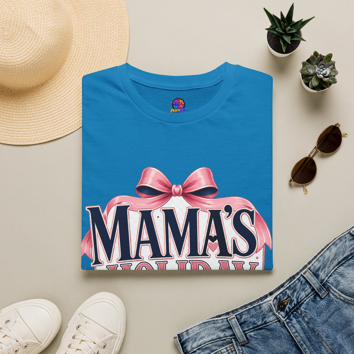Mama's Holiday Era T-Shirt — Festive Pink Bow Christmas Tee for Moms