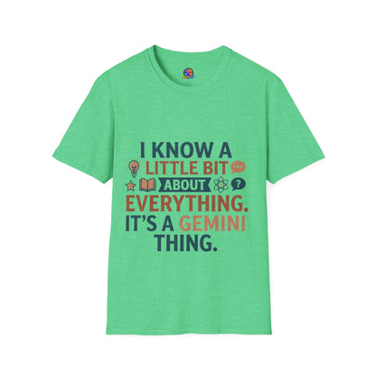 Gemini Funny Horoscope T‑Shirt — "I Know A Little Bit About Everything, It's A Gemini Thing"
