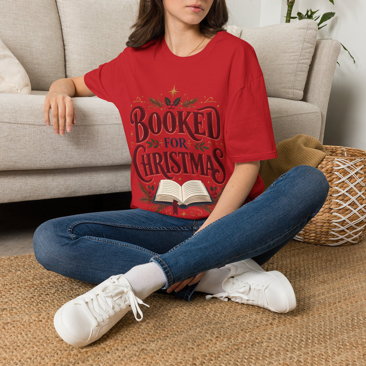 T-Shirt — "Booked for Christmas" Literary Holiday Tee