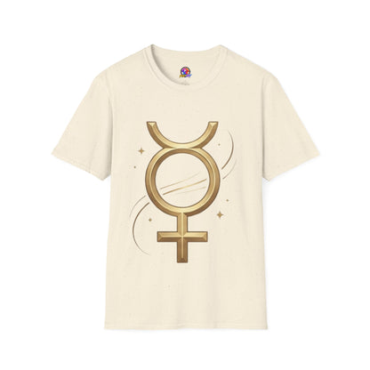T-Shirt — Gold Mercury Astrology Symbol Tee (Mercury in Taurus)