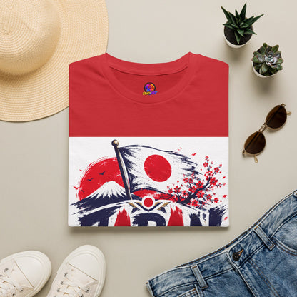 Japan Soccer T-Shirt — Japanese Flag & Cherry Blossom Football Graphic
