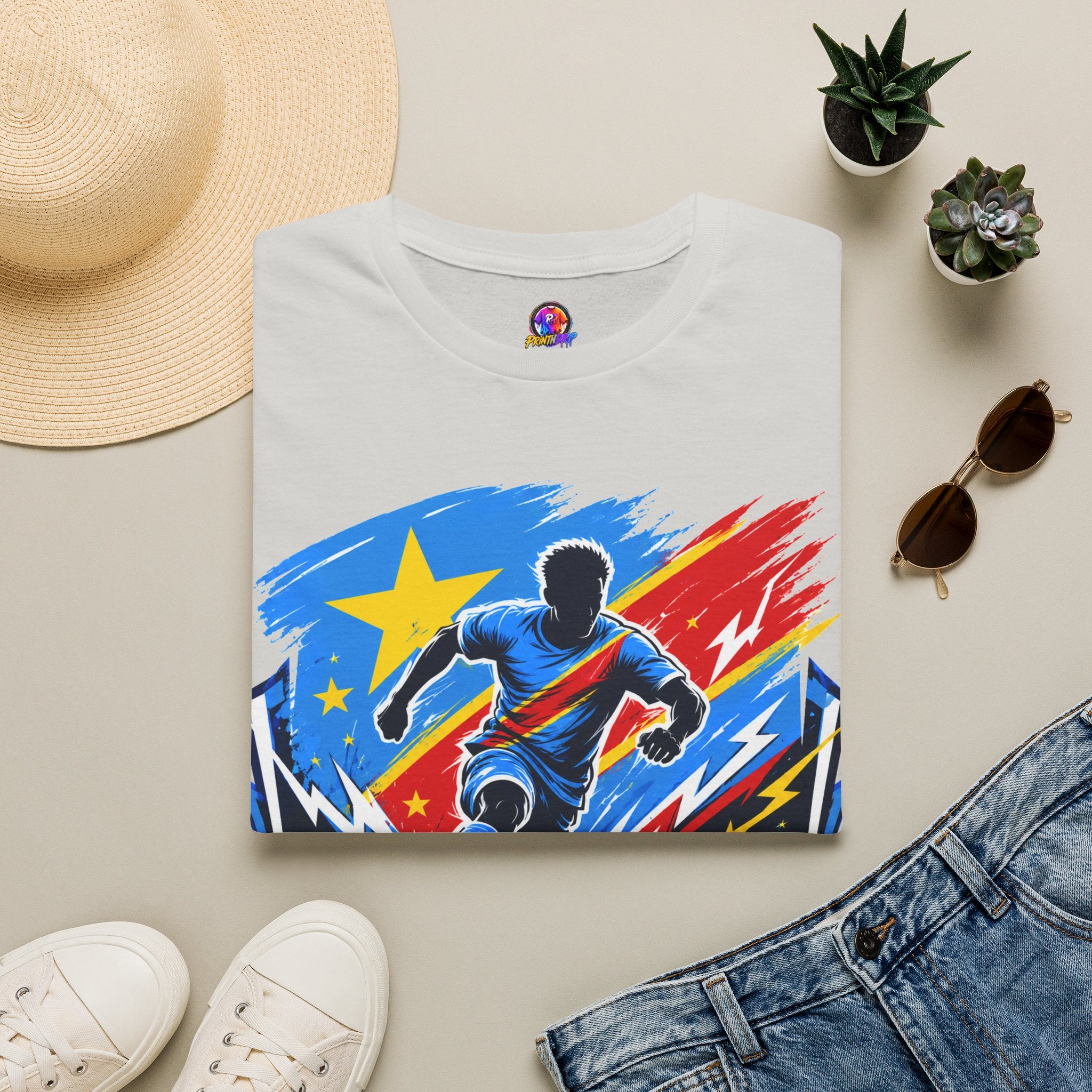 Congo Soccer T-Shirt — Congo Blue Rise Football Fan Tee