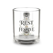Modern Day Christmas Glass Mug  10oz Glass Mug — "Rest is Festive" Holiday Glass Coffee Mug