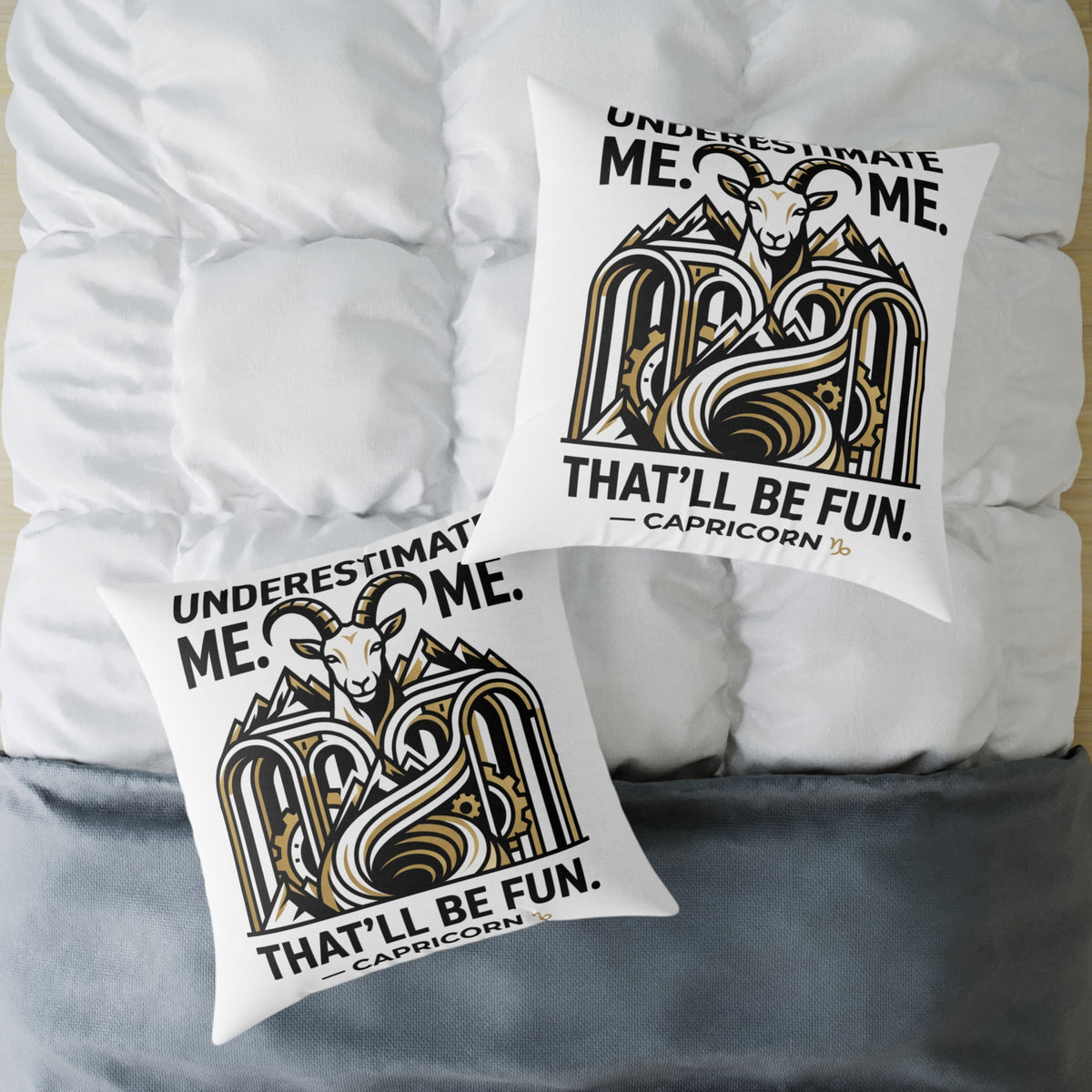 Capricorn Goat Throw Pillow — "Underestimate Me That'll Be Fun" Zodiac Decor