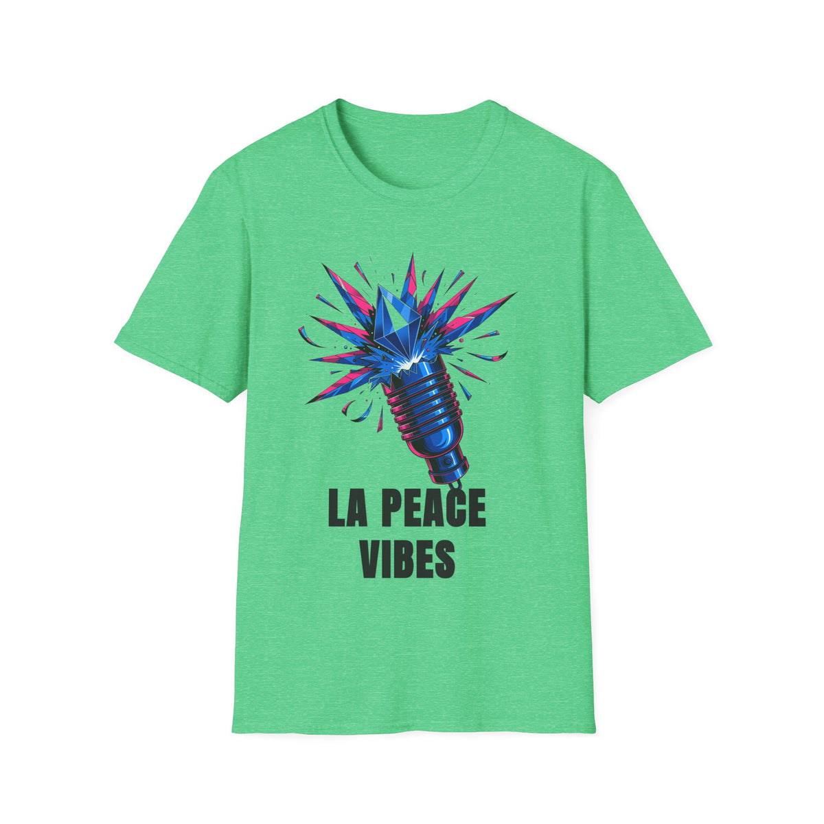 La Peace Vibes Microphone T-Shirt - Retro Pop Art Graphic Tee - Trending Now - September 2026
