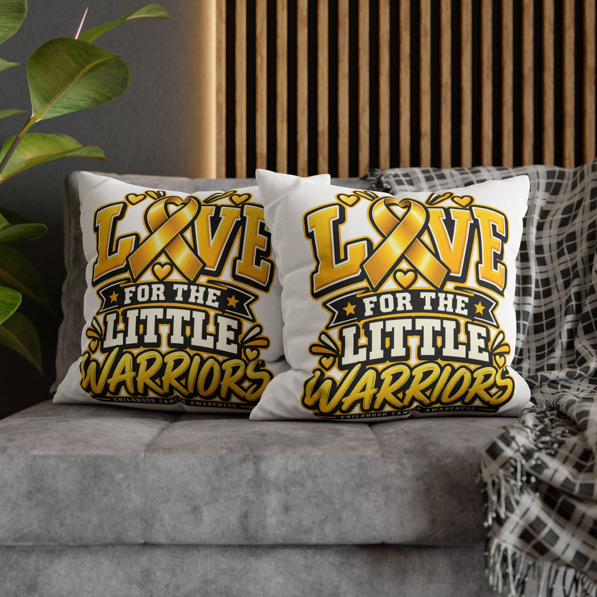 Square Pillow - "Love for the Little Warriors" Childhood Cancer Awareness Pillowcase