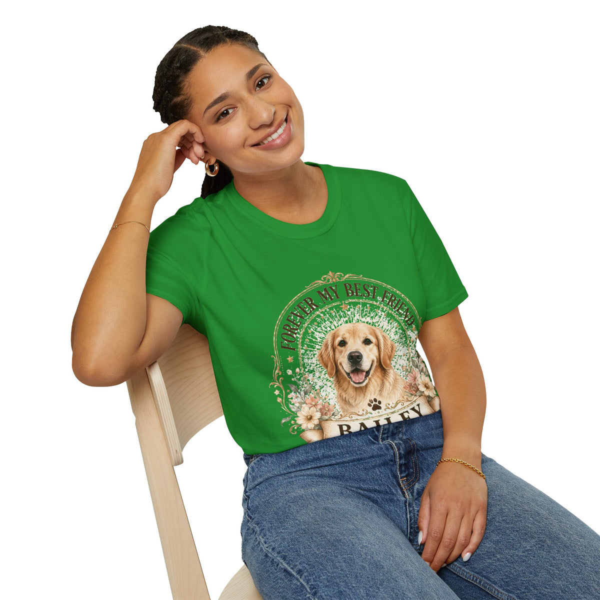 Forever My Best Friend Dog T-Shirt — Personalized Pet Name Golden Retriever Tee