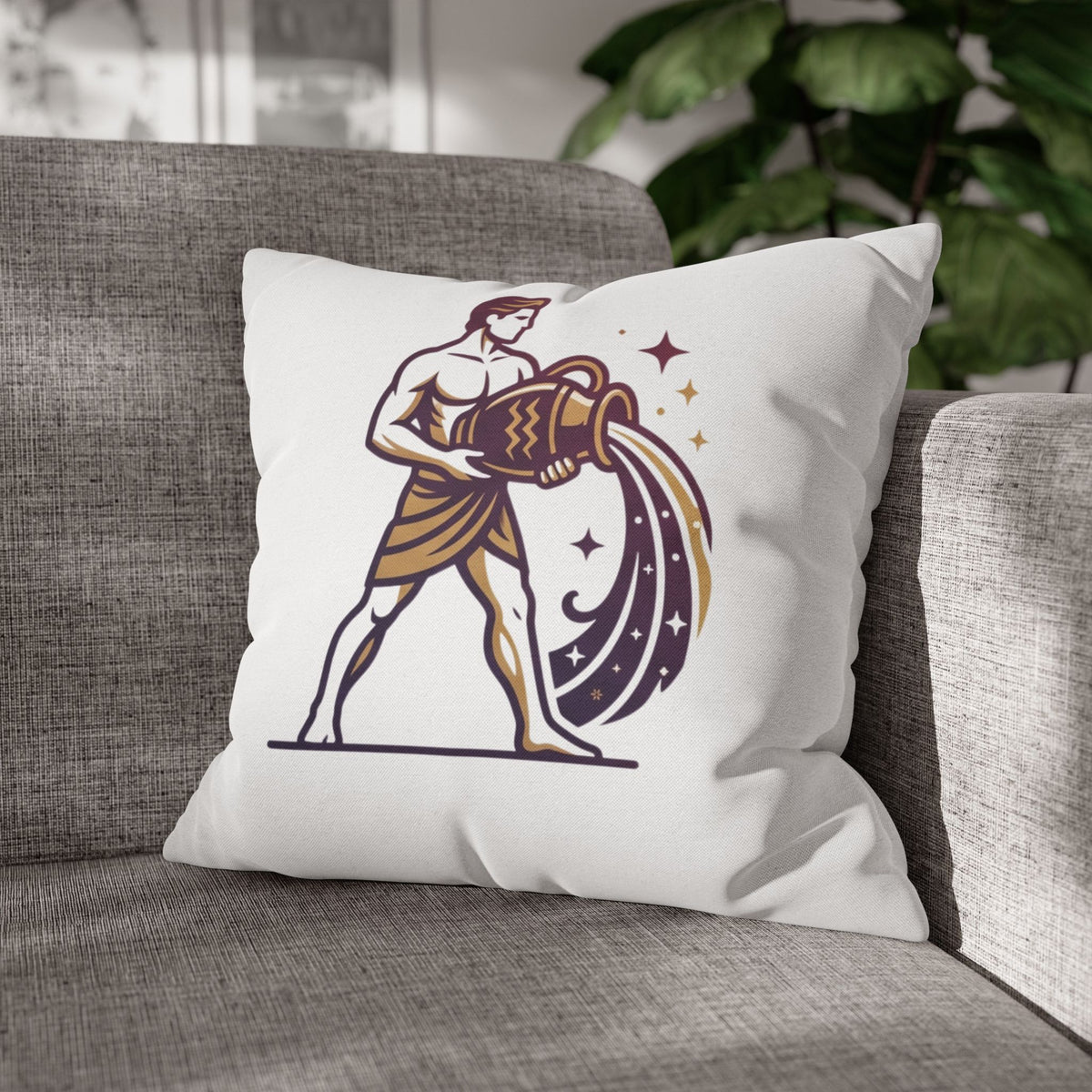 Zodiac Aquarius Pillowcase – Astrological Water-Bearer Decorative Throw Pillow