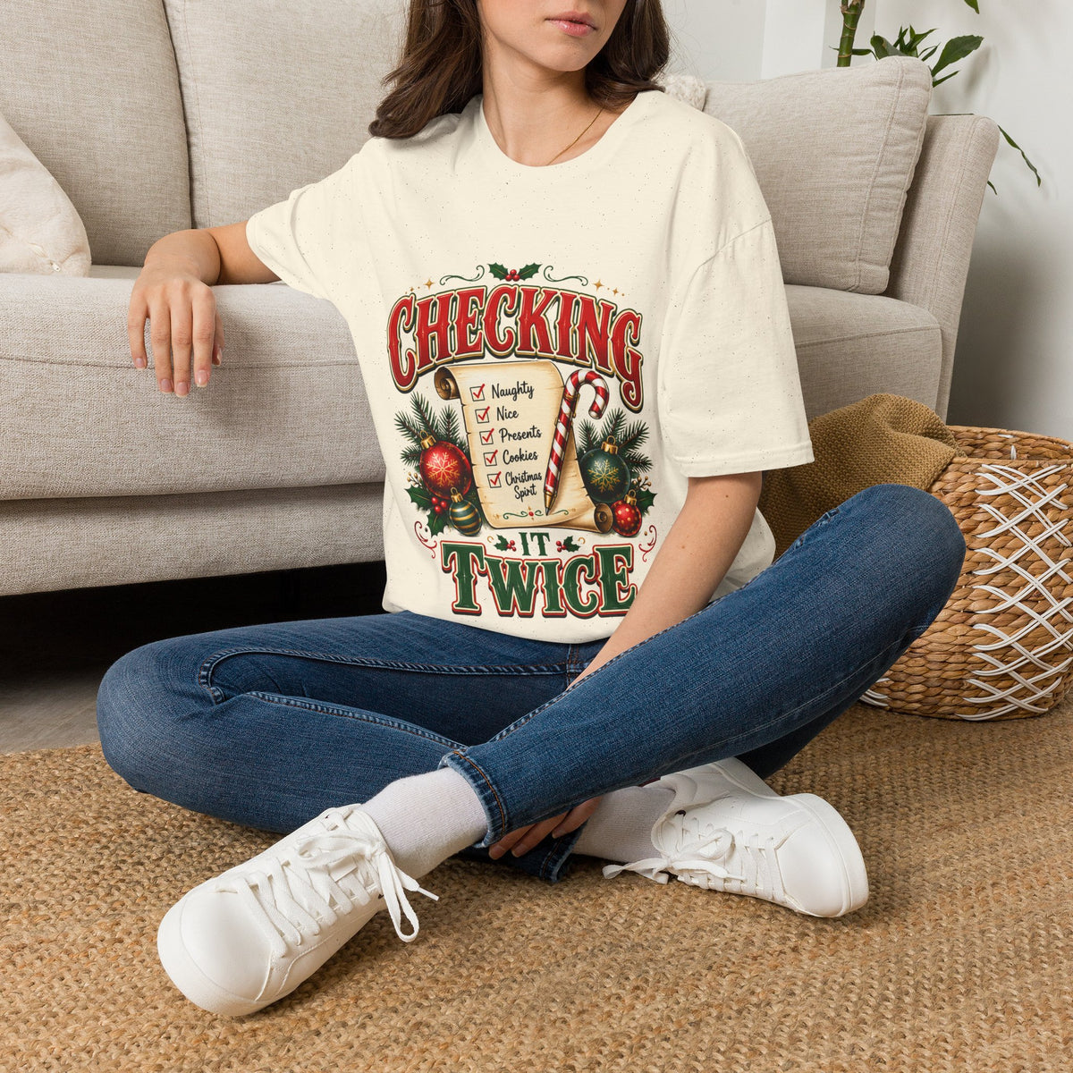 Checking It Twice Christmas T-Shirt — Naughty or Nice Holiday Tee
