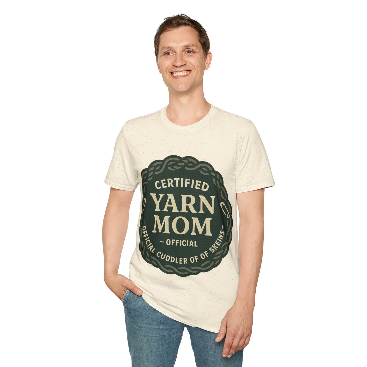 Certified Yarn Mom Official Badge Aesthetic White Graphic Tee - Trending Now - September 2026