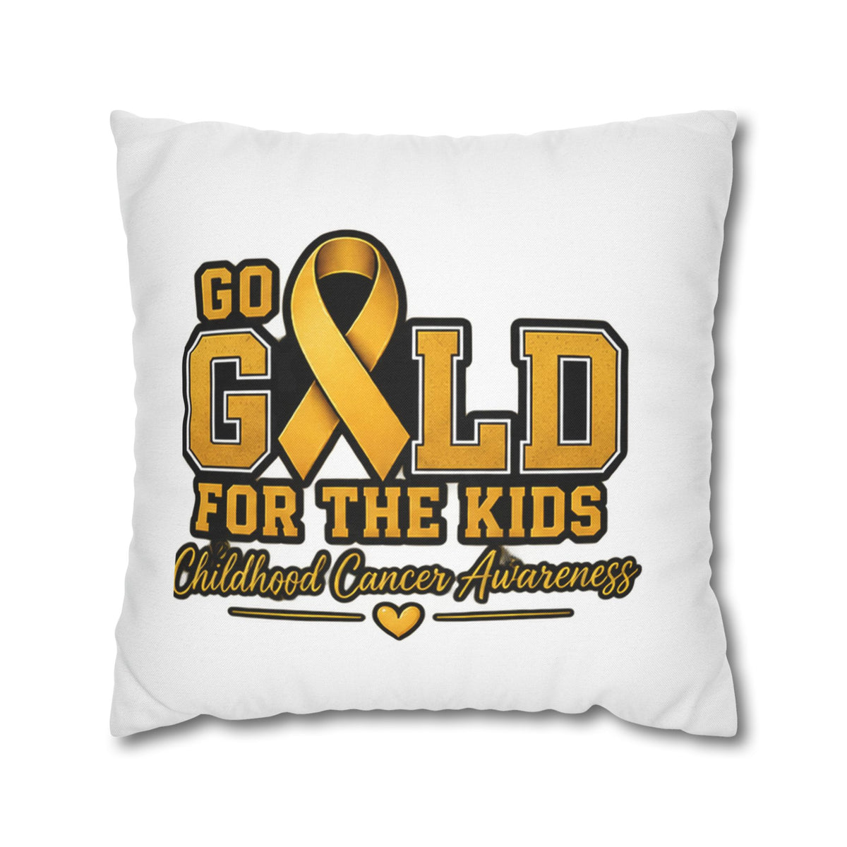 Childhood Cancer Awareness Pillow - "Go Gold For The Kids" Square Throw Pillowcase