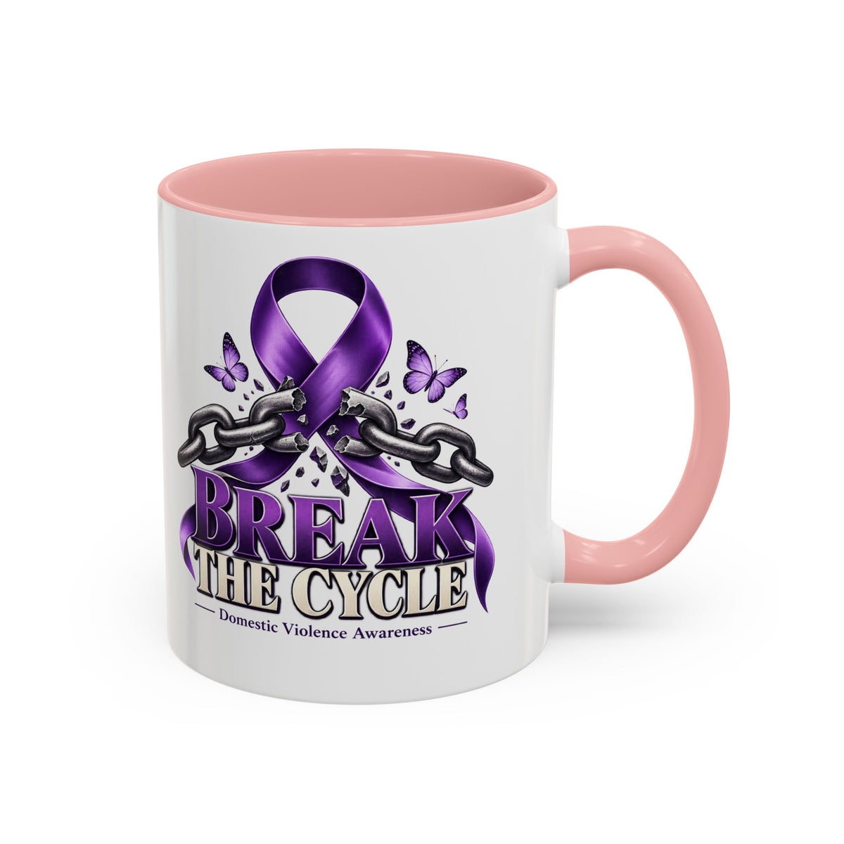 Break the Cycle Coffee Mug – Domestic Violence Awareness Purple Ribbon (11/15oz)