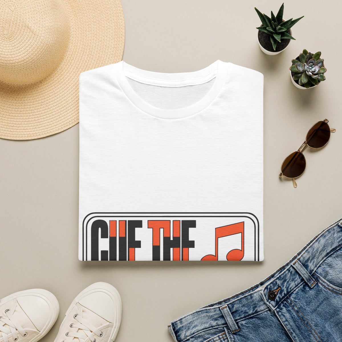 Cue The Saxophone Red Music Note T-Shirt - Y2K Stacked Jazz Graphic Tee - Trending Now - September 2026