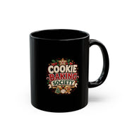 Cookie Baking Society Mug — Black Coffee Cup for Bakers & Holiday Baking Gifts