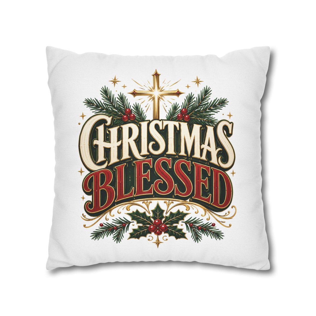 Christmas Spun Square Pillowcase Christmas Blessed Pillowcase