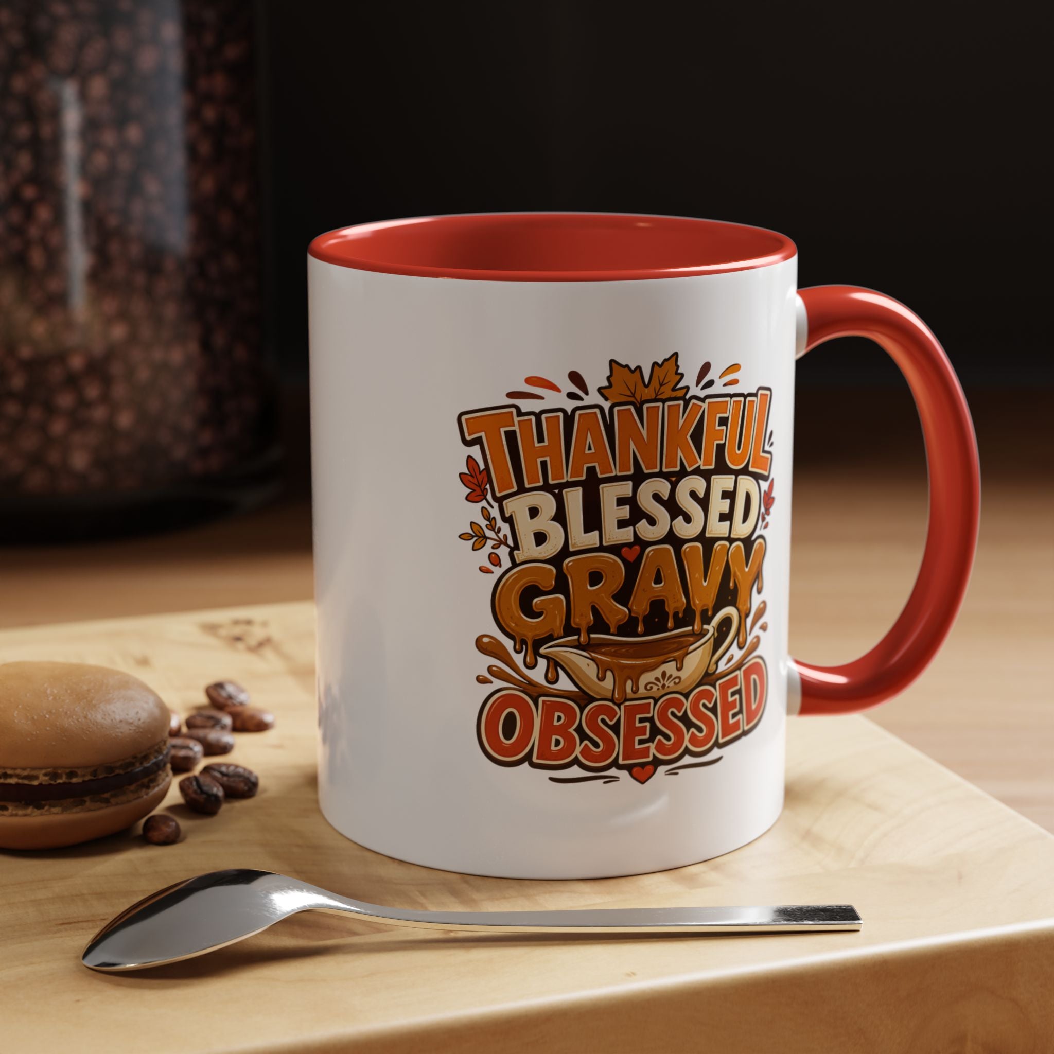 Thanksgiving Mug Coffee Mug — "Thankful Blessed Gravy Obsessed" Thanksgiving Accent Mug