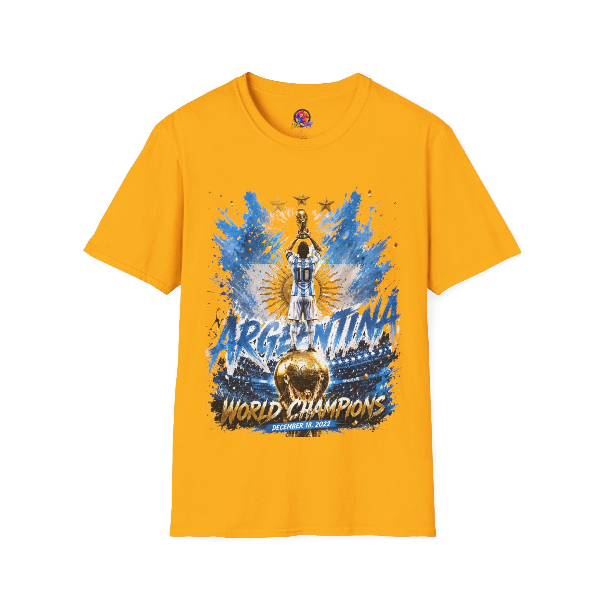Argentina World Champions T‑Shirt — Soccer World Cup 3 Stars Tribute