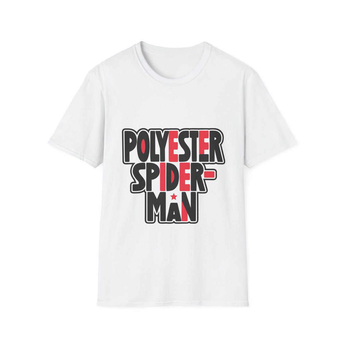 Polyester Spider-Man Bold Distressed Block Tee - Funny Comic Parody Graphic T-Shirt - Trending Now - September 2026