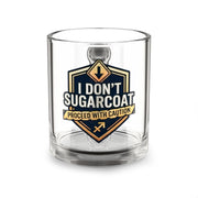 Sagittarius Glass Mug  I Don't Sugarcoat Glass Mug — 'Proceed With Caution' Novelty Coffee Cup