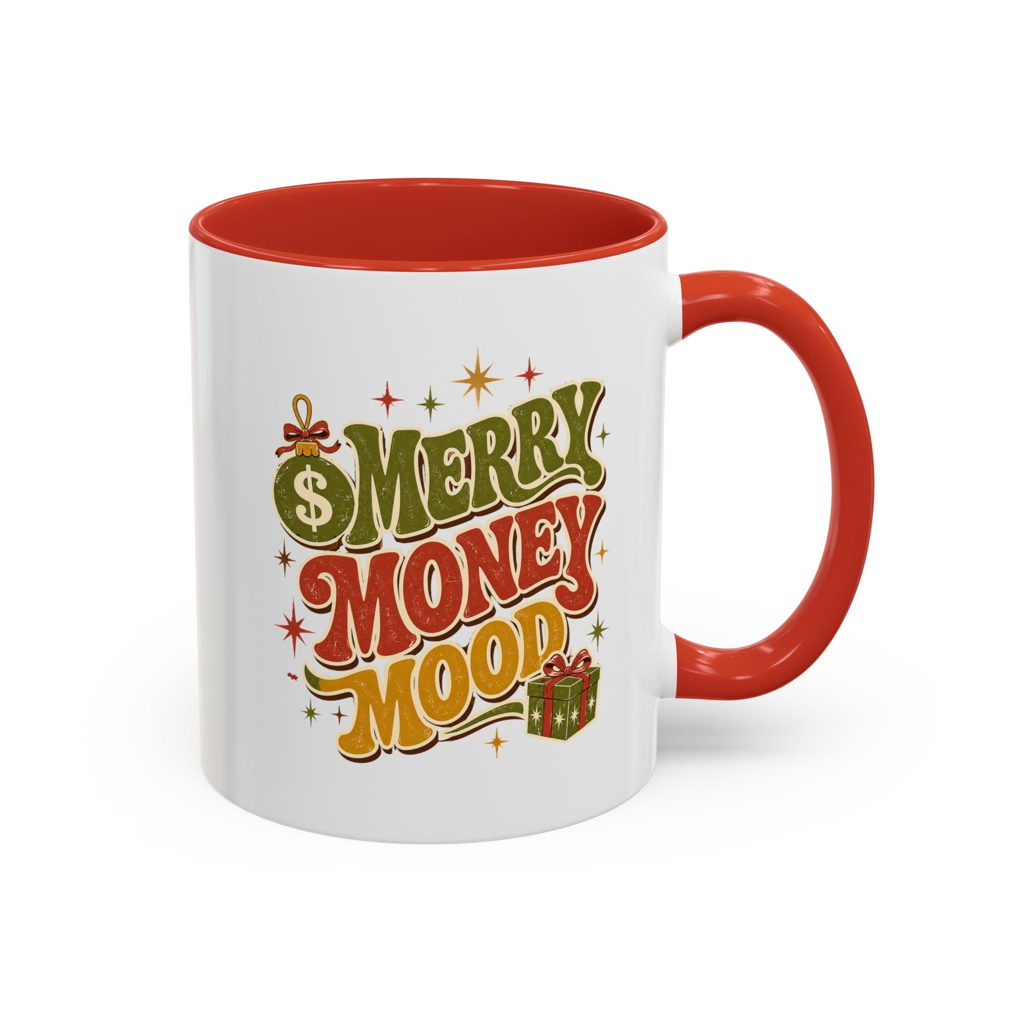 Modern Day Christmas Merry Money Mood Coffee Mug – Holiday Retro Gift Mug