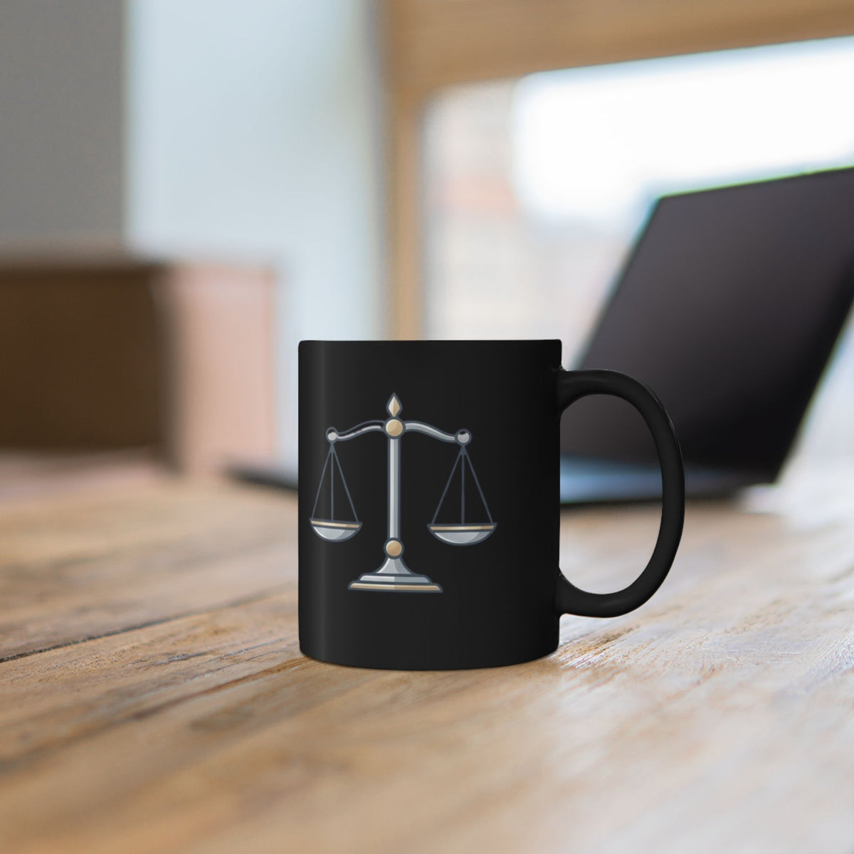 Libra Zodiac Libra Scales Black Coffee Mug — Zodiac Balance Astrology Gift