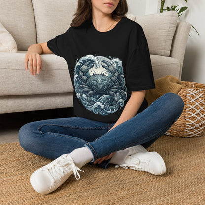 Crab and Waves Graphic T-Shirt — Coastal Oceanic Nautical Tee