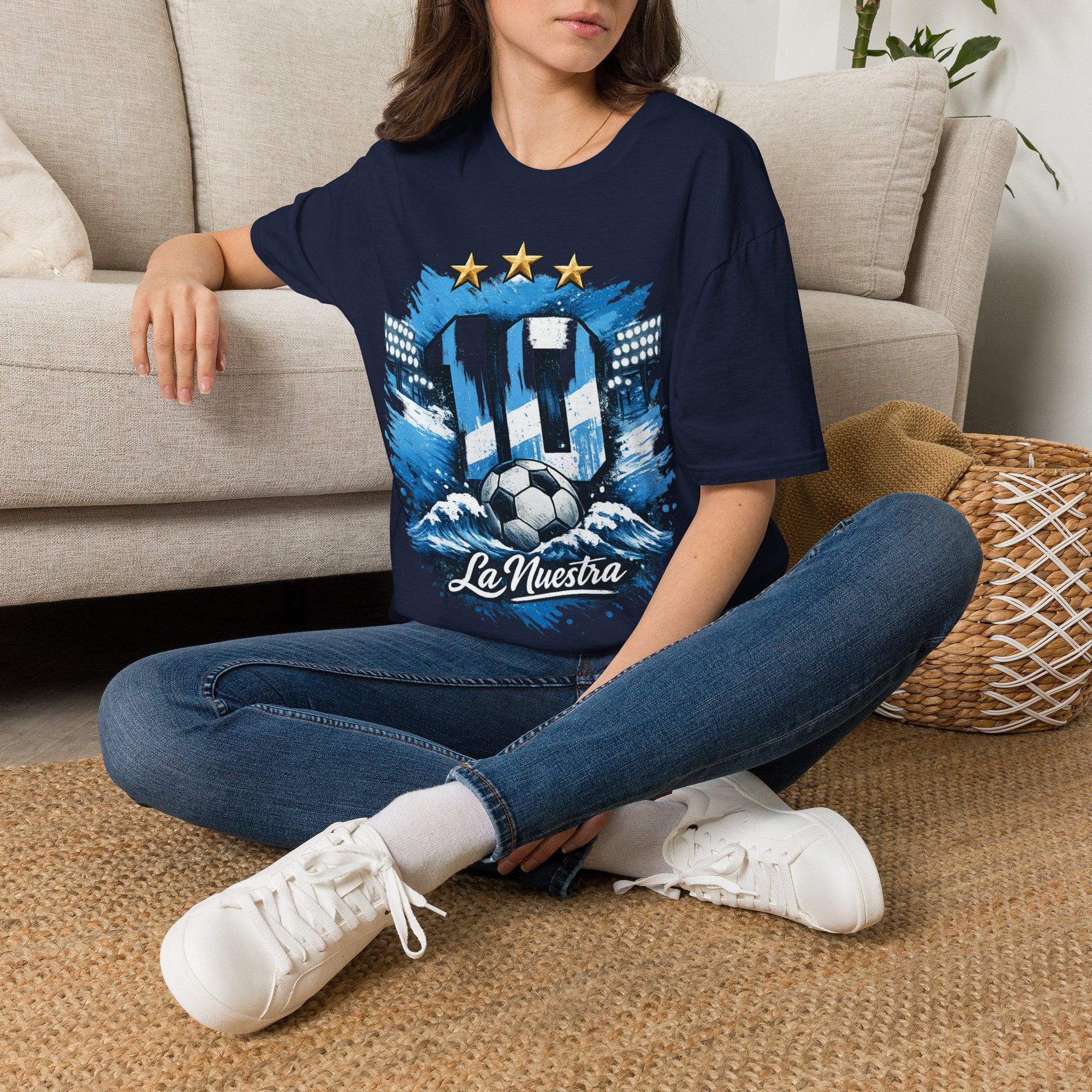 Argentina Soccer Fan T-Shirt — 'La Nuestra' #10 Jersey Design