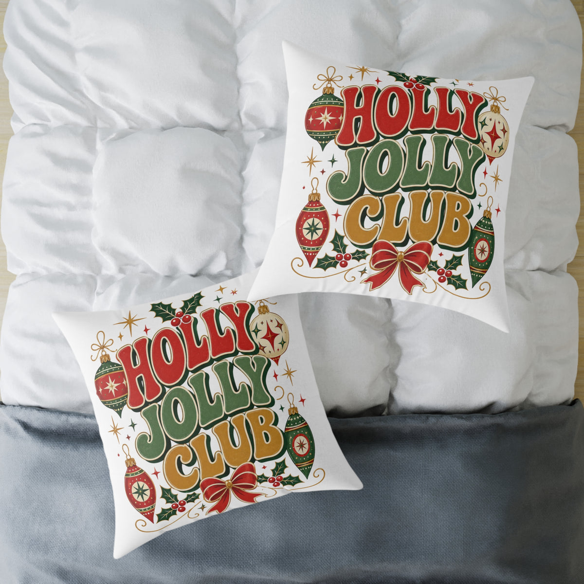 Christmas Holly Jolly Club Holiday Pillow